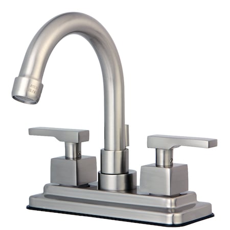Kingston Brass KS8668QLL Executive 4" Centerset Bathroom Faucet W/ Brass Pop-Up, Nickl KS8668QLL